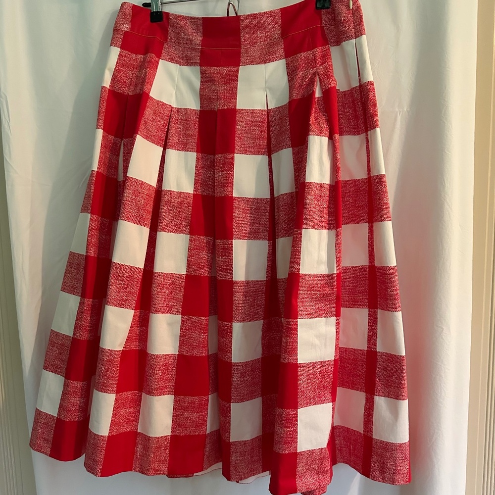 Talbots Red and White Checkered Skirt